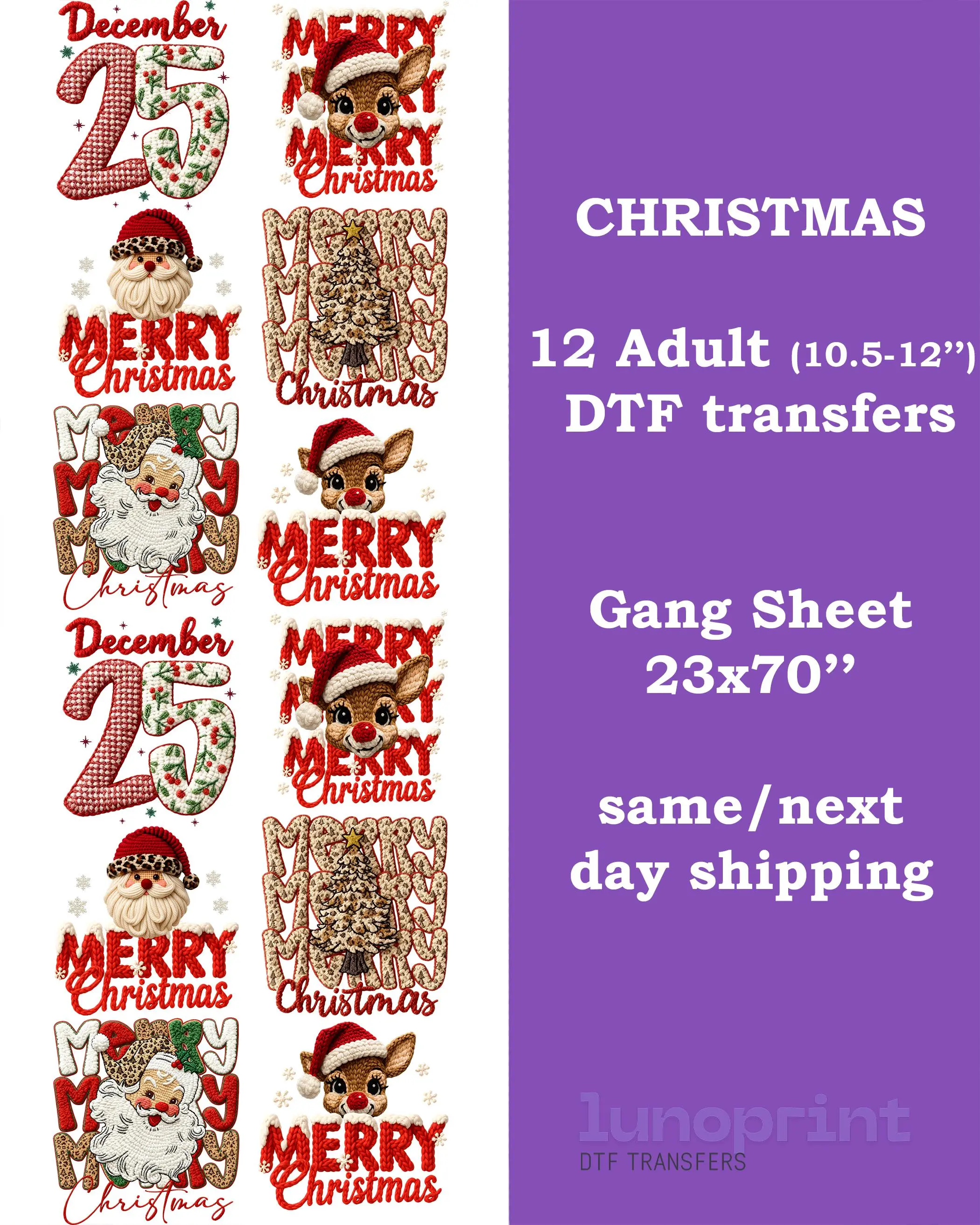 Christmas DTF Transfers Gang Sheet