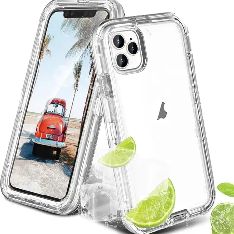 Heavy Duty Protection 3-in-1 Shockproof Polycarbonate TPU Silicon Case for iPhone 18 Pro Max/17 Air/16/15/14 Plus/13 Mini/12/11 Pro Max, 3-Layer Military-Grade Rugged Protector with Secure Rubber Grip, Mobile Phone Accessory