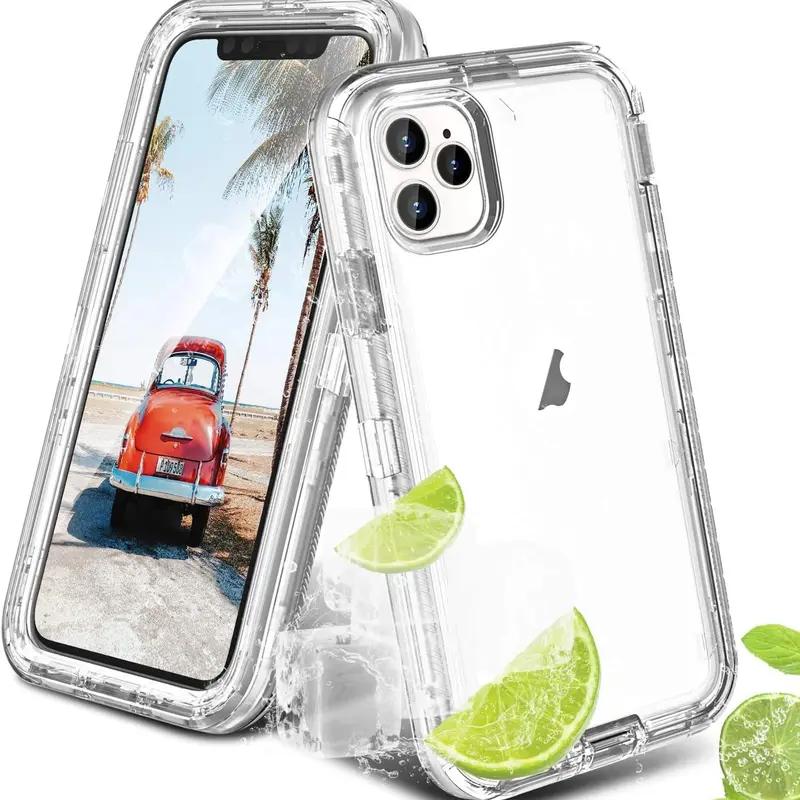 Heavy Duty Protection 3-in-1 Shockproof Polycarbonate TPU Silicon Case for iPhone 18 Pro Max/17 Air/16/15/14 Plus/13 Mini/12/11 Pro Max, 3-Layer Military-Grade Rugged Protector with Secure Rubber Grip, Mobile Phone Accessory