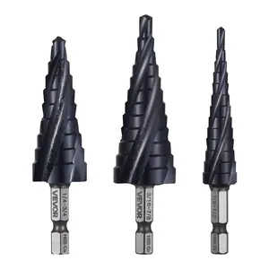 summervibes 3-Piece Step Drill Bit Set, 1/8-7/8 in, 1/4 in Hex Shank, TiAlN Coated Cobalt HSS, Multi-Material Drill Bit Set for Metal, Wood, Tialn Coating