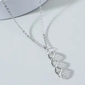 Gene necklace silver DNA rotating metal clavicle chain accessories gift