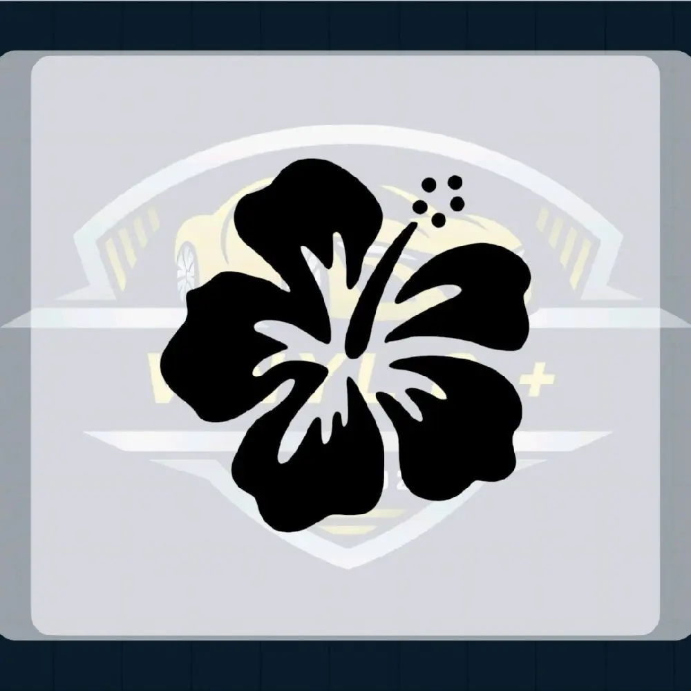 VINYL & + Flower Decal - Black Floral Design on Gray Background
