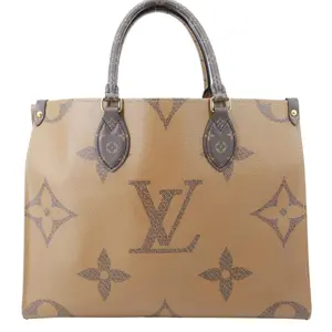 Pre-owned Louis Vuitton Canvas Tote Bags Onthego MM Reverse Monogram Giant Tote Bag Brown
