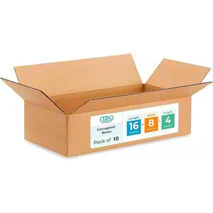 IDL Packaging - B-1684-10 Small Corrugated Shipping Boxes 16"L x 8”W x 4"H (Pack of 10) - Quality Choice of Sturdy Packing Boxes for USPS, UPS, FedEx Shipping