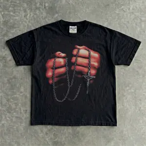 Jesus Cross Rosary T-Shirt | Christian Graphic Tee | Faith Based Shirt | Religious Streetwear | Unisex Vintage Tee