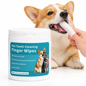 50pcs Pet Teeth Cleaning Finger Wipes for Cats & Dogs – Remove Plaque & Freshen Breath – Gentle, Safe Daily Use – Easy Oral Care at Home
