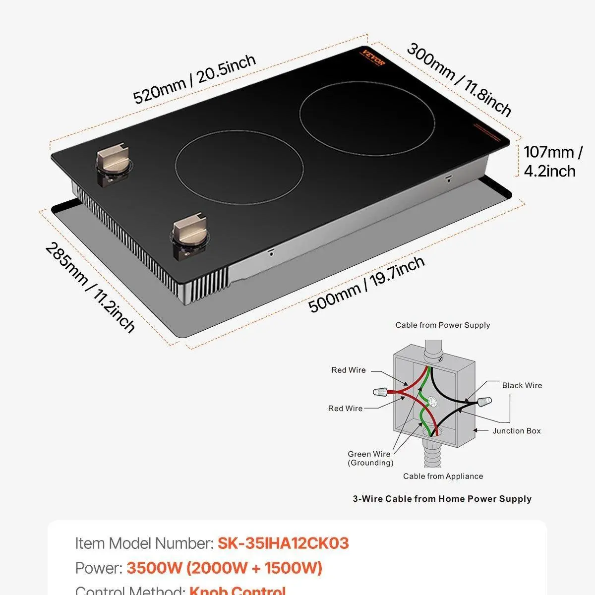 2 Burner --3500W 【 12 inch】