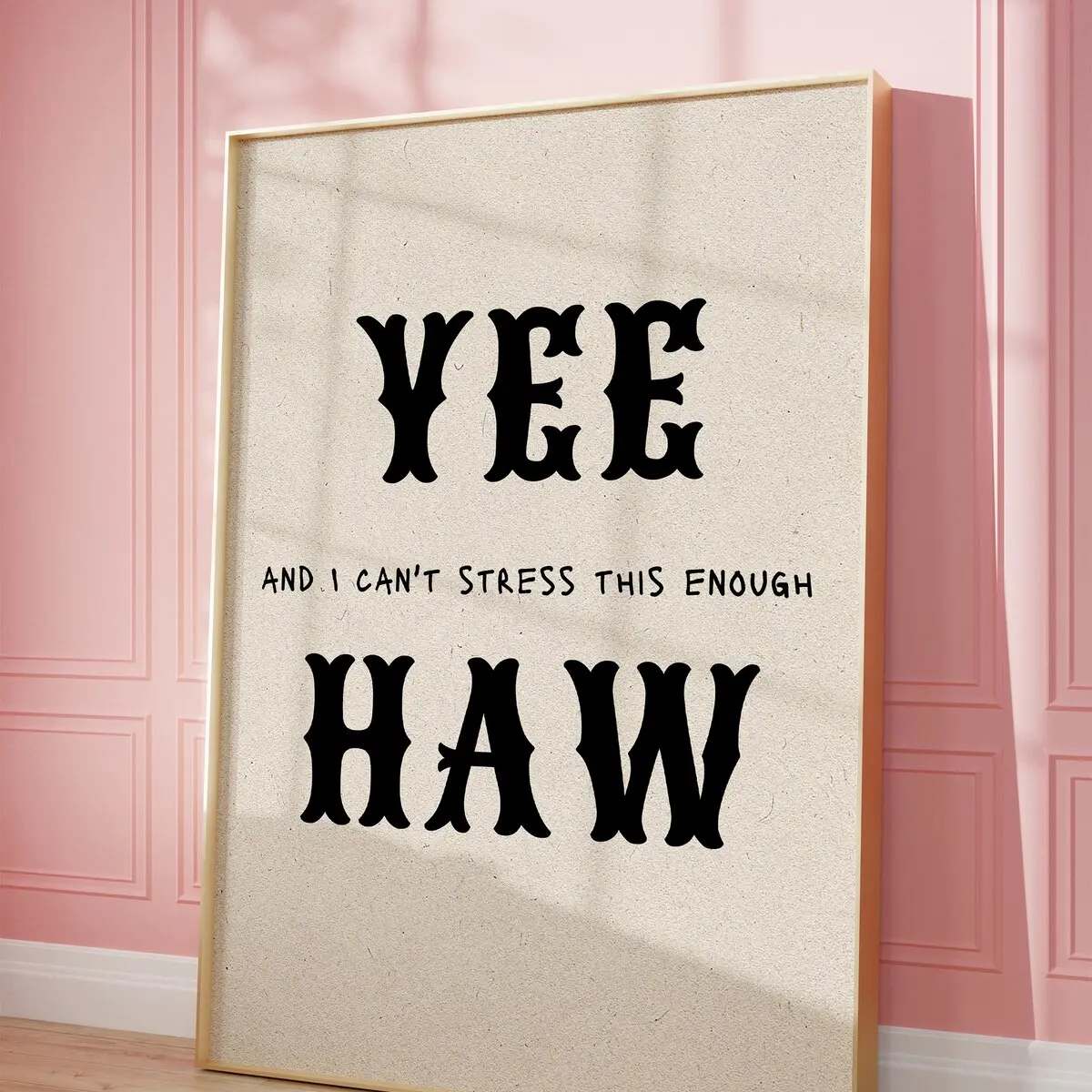 Yeehaw Typography Western Poster, Cowboy Wall Art, Trendy Cabin Print, Funny Dorm Decor, Western Yee Haw Poster