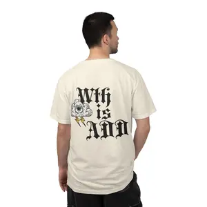 Eye in Cloud with Lightning T-shirt | Gothic Script Back Print