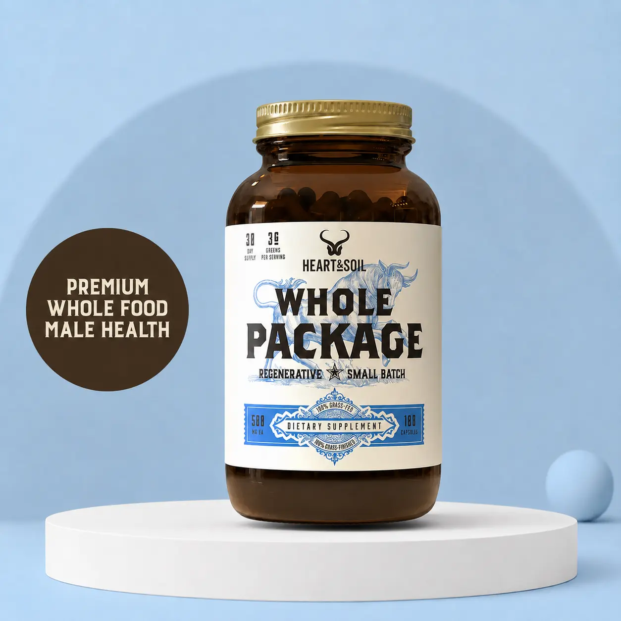Heart & Soil Whole Package | Whole Food Men's Wellness Supplement with Grass-Fed Beef Organs