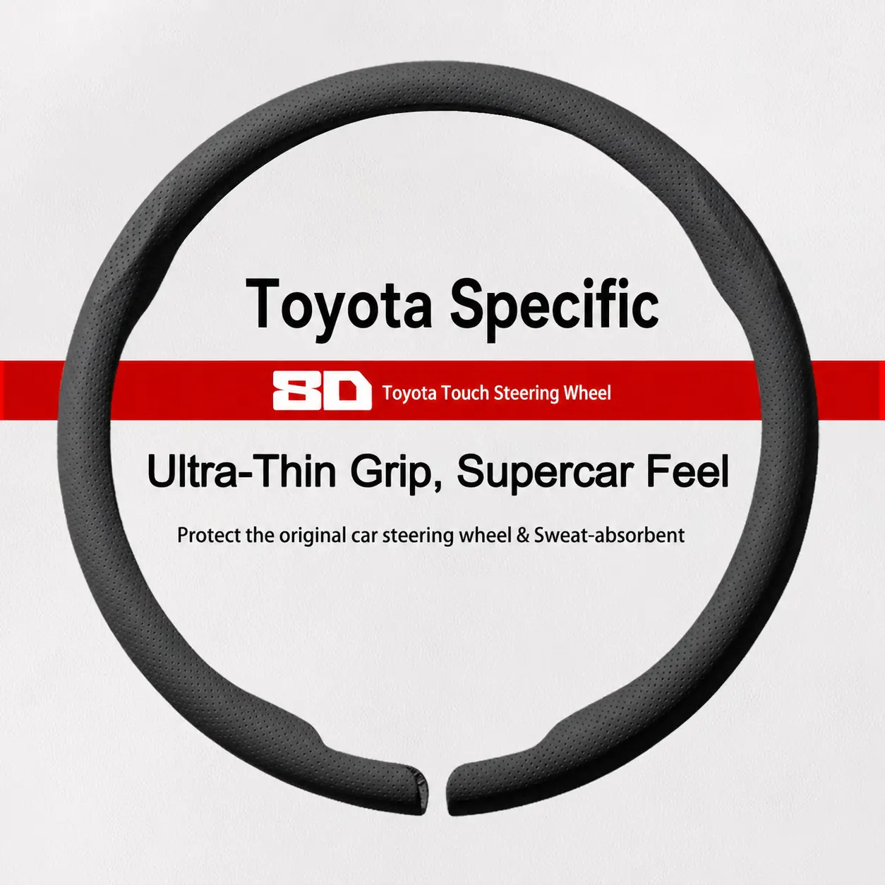 8D Full Wrap Anti-Slip Steering Wheel Cover, Compatible with Toyota RAV4 Camry Corolla