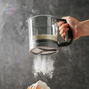 Baking Flour Sifter, Semi-Automatic Handheld Powder Strainer, Fine Mesh Sieve for Sifting Flour, Sugar, and Cocoa Powder