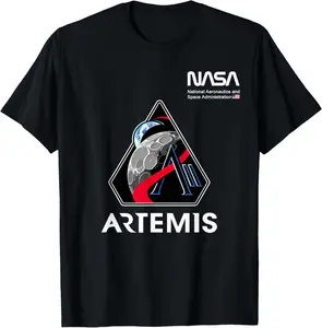 Artemis II Mission Patch Worm Logo T-Shirt for Space Enthusiasts - Casual Space-Themed Apparel with Iconic Design - Perfect Gift for Fans - Top