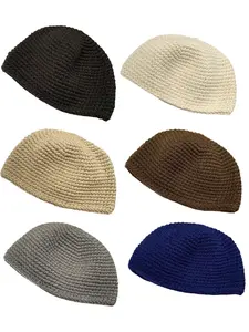 1 Piece Wheat Shape Hat Handmade Warm Knitted Cap for Men & Women, Short Winter Woolen Beanie, Muslim Prayer Scarf, Islamic Fasting Kippah, Handcrafted Cap