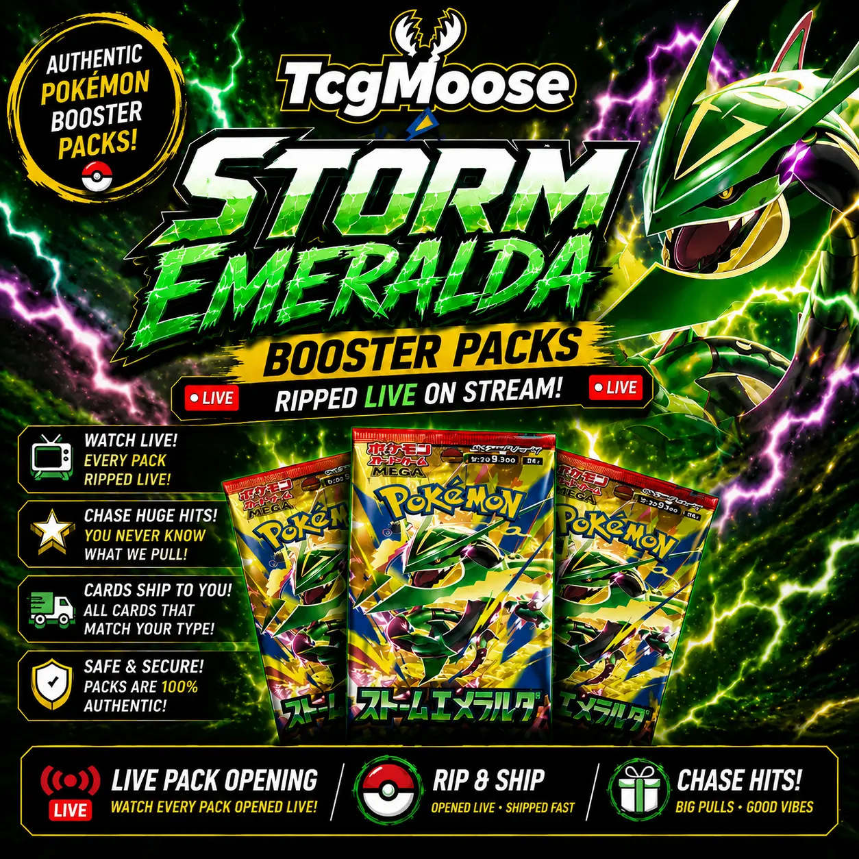 Pokemon Storm Emeralda Booster Packs (LIVE RIP)