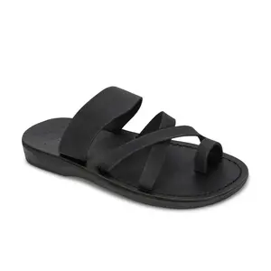 The Good Shepherd - Leather Toe Loop Sandal | Black Nubuck