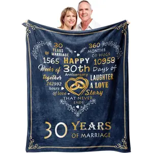 Gifts for 30th Anniversary Blanket, 30th Pearl Wedding Anniversary Couple Gifts for Dad Mom Parents Friends, 30 Years of Marriage Throw Blankets Gift for Husband Wife Her Him 50"x60"