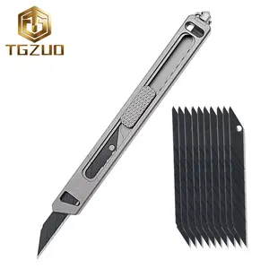 Titanium Alloy Paper Knife with Clip, Mini Edc High-Quality Cutting Tool, Pocket Outdoor Gear, Includes 10 Carbon Steel Blades
