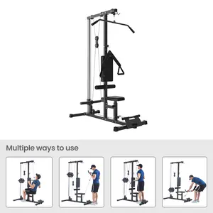Floor Standing Cable Training Machine with Adjustable Seat & Foam Roller, 397 LBS Carbon Steel Home Gym Equipment