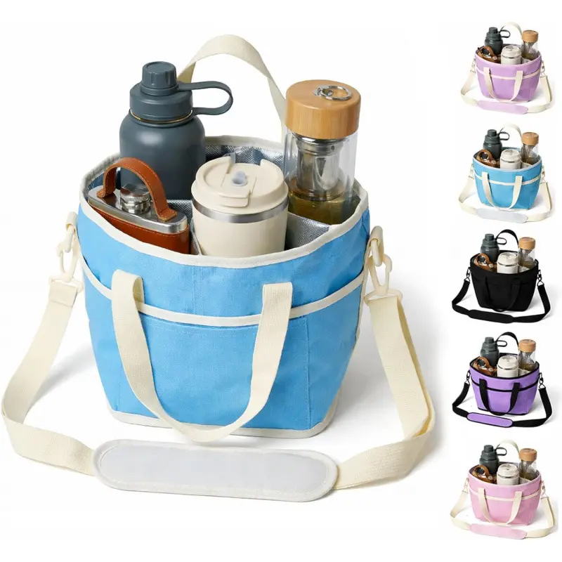 No-Spill Car Drink Carrier Bag with Compartments, Multi-Purpose Beverage Storage Bag for Home, Office, Travel, Camping & Outdoor Activities，compartment drink bag