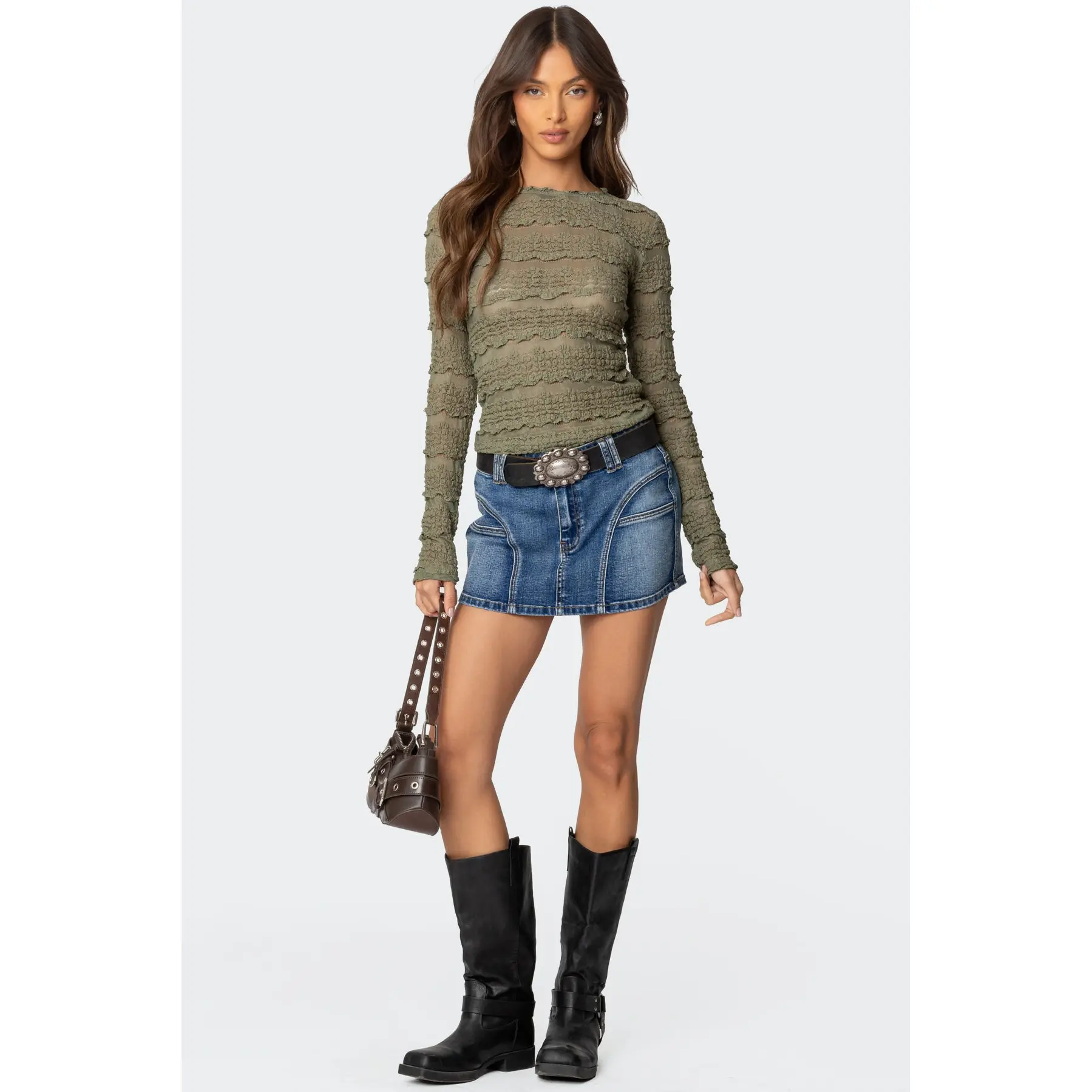 Jive Washed Denim Mini Skirt