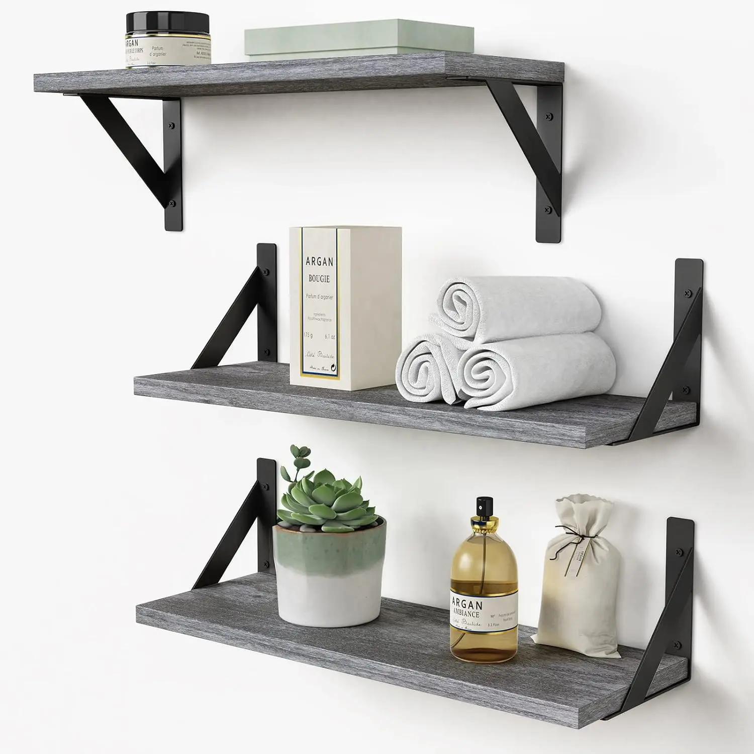 Forbena Grey Floating Shelves for Wall Decor Set of 3, Wall Book Shelves for Be Forbena Inc.