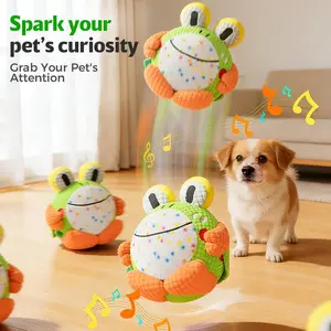 Frog-Shaped Interactive Dog Toy - Squeaky Jumping Ball with Music, Recording, Talking Functions, Fully Washable, Rechargeable Pet Interactive Toy right