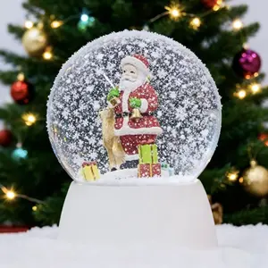 Rotating Gifts Santa Snow Globe Lamp Fun Spinning LED Light Battery Powered Christmas Decor Ornament for Magical Holiday Gift Colorful Transparent christmas decor birthday decorations christmas decor birthday decorations wedding stuff Wireless