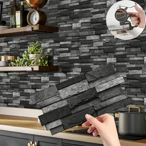 Imitation Marble Tile Pattern Wall Sticker, 1 Box Self-adhesive Waterproof & Oil-proof Wall Decal, Decorative Wall Paper, Marble Backsplash Wallpaper for Kitchen, Bathroom, Living Room, Dining Room, Ornaments