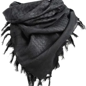 Vintage Style Black Cotton Scarf, 100% Pure Cotton Windproof Desert Shawl for Men and Women, Hand Washable Woven Neck Scarf