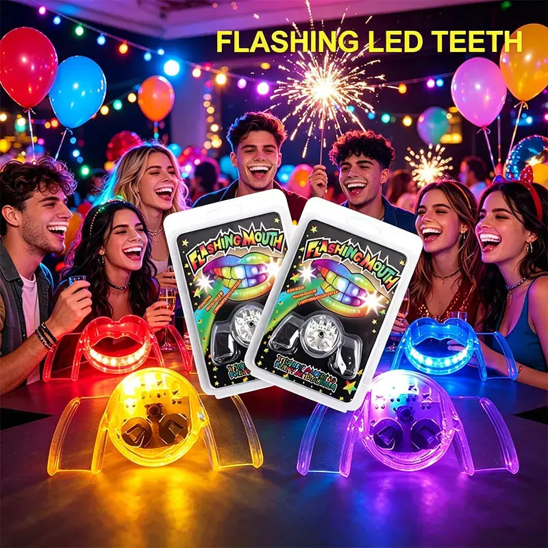 LED Flashing Mouthpiece - Glow-in-the-Dark Light-Up Mouth Guard Party Accessory, 1pcs Festive Favor for Halloween, Raves, Cool Gadget Gift (Single Pack), Accessories