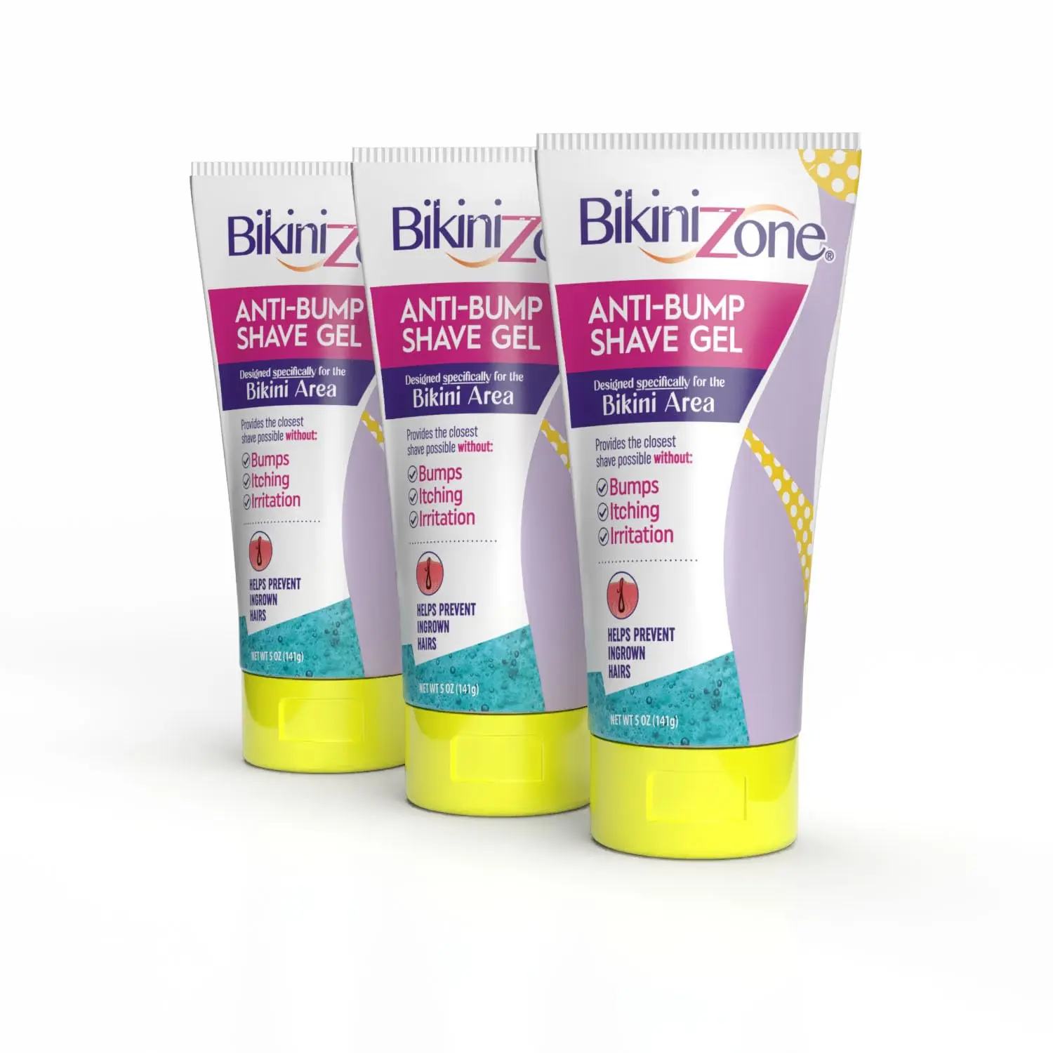 Bikini Zone Anti Bump Shave Gel for Sensitive Areas, 5 Oz, 3 Pack