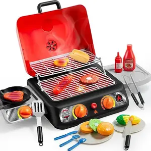 2025 Toys for Kids Kids Barbecue Grill Playset with Pretend Light, Sound & Color-Changing Food, Little Chef Play For Kitchen Toy Gift Christmas Gifts for Kids Kids Outdoor Play toys boys