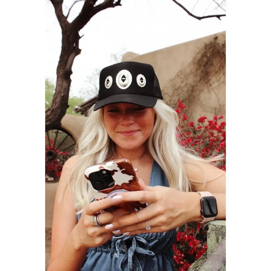 Concho Trio Trucker Hat - Embellished Design for Stylish Outfits