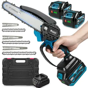 Electric Goddess 4/6/8 Inch One‑Hand Brushless Cordless Handheld Chainsaw Compatible with Makita 18V Batteries Automatic Oiling Portable Power Saw for Tree Pruning Firewood Cutting Woodworking Yard & Garden Maintenance