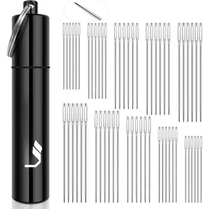 Large Eye Hand Sewing  Set, 5 Sizes High-Carbon Steel  for Mending, Embroidery, Quilting, Crafts, Denim & Light Leather Repair, Nickel-Plated,  Storage Tube