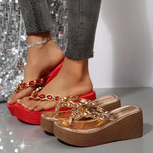 2026 New Wedge Sandals Bohemian Style Platform Thick Soled High Heels Fairy Wedge Roman Shoes