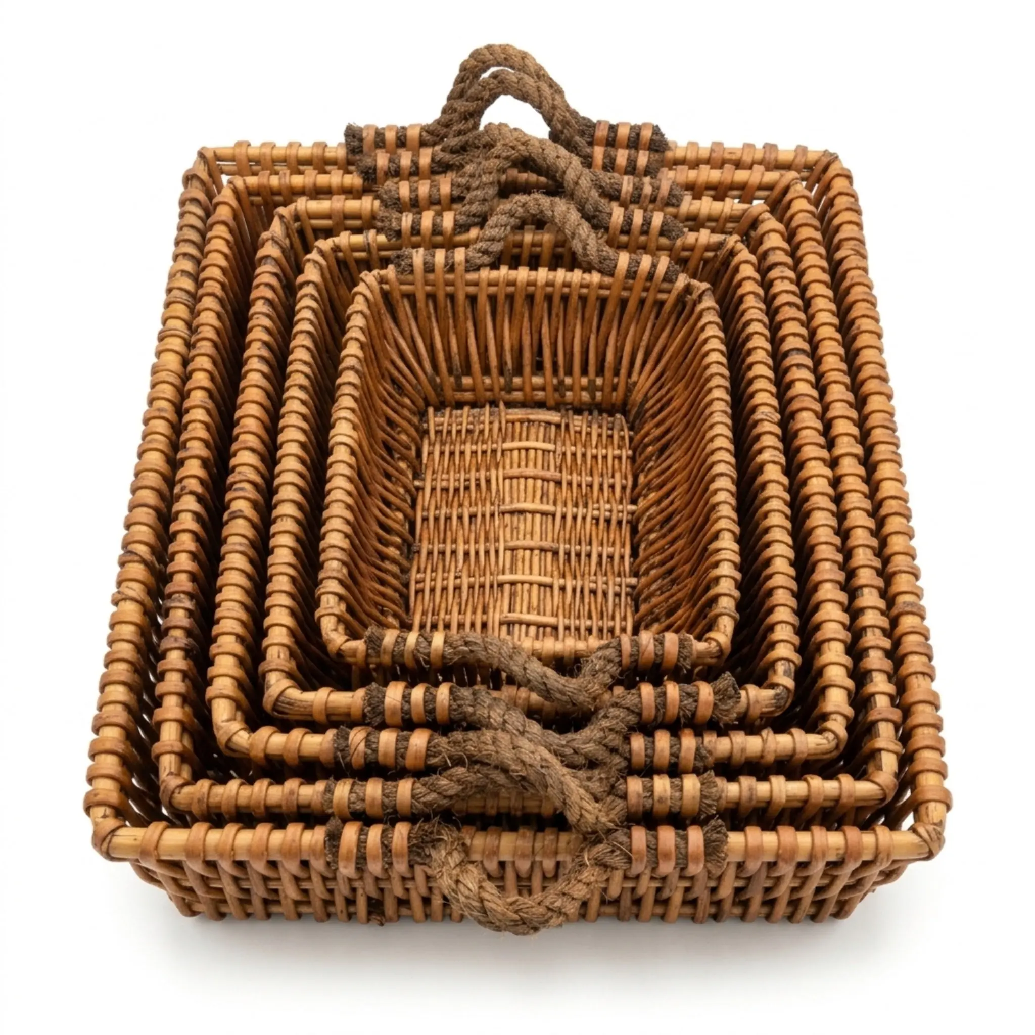 Natural Wood Multi-Functional Willow Storage Baskets - 5-Piece Full Collection for Farmhouse, Kitchen, Fruit Organization, Dining Room Home Supplies