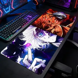 Anime Battle Character Large Gaming Mouse Pad, Extended XXL Desk Mat with Stitched Edge, Non-Slip Rubber Base, Waterproof, Cool Aesthetic, For Office Home Work & PC Gamer