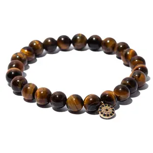 LA LUNA LOS ANGELES Tiger Eye Evil Eye Charm Bracelet
