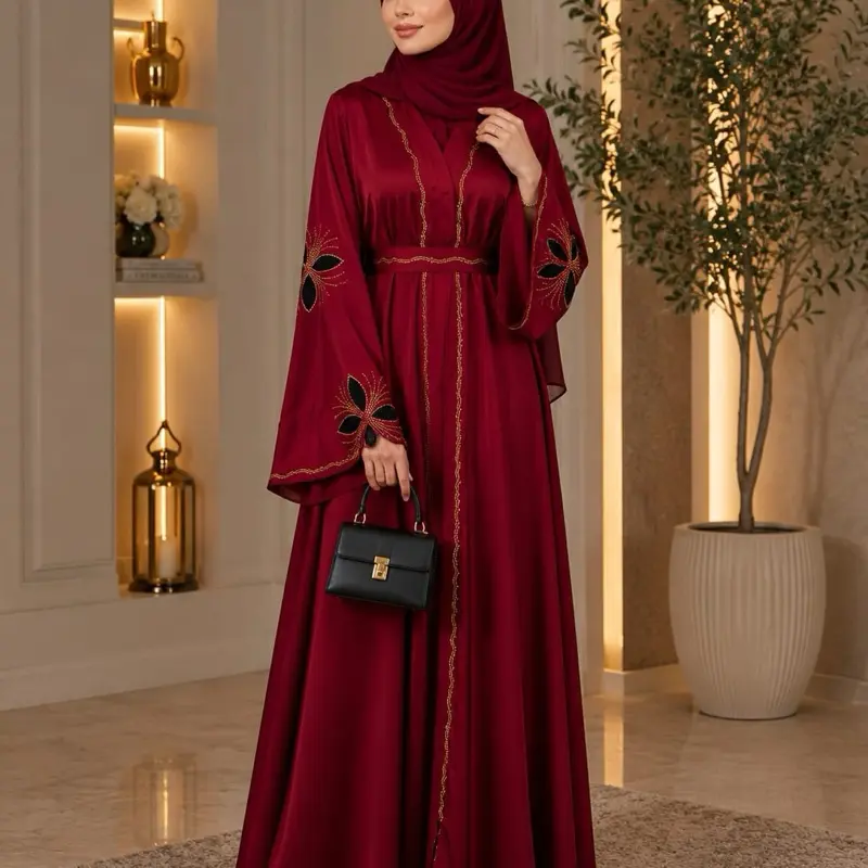 #40 Dubai luxury 1-piece abaya with matching hijab and belt