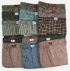 6 Pack Mens Premium Boxers 100% Cotton Underwear Trunk Plaid Shorts Size S~3XL