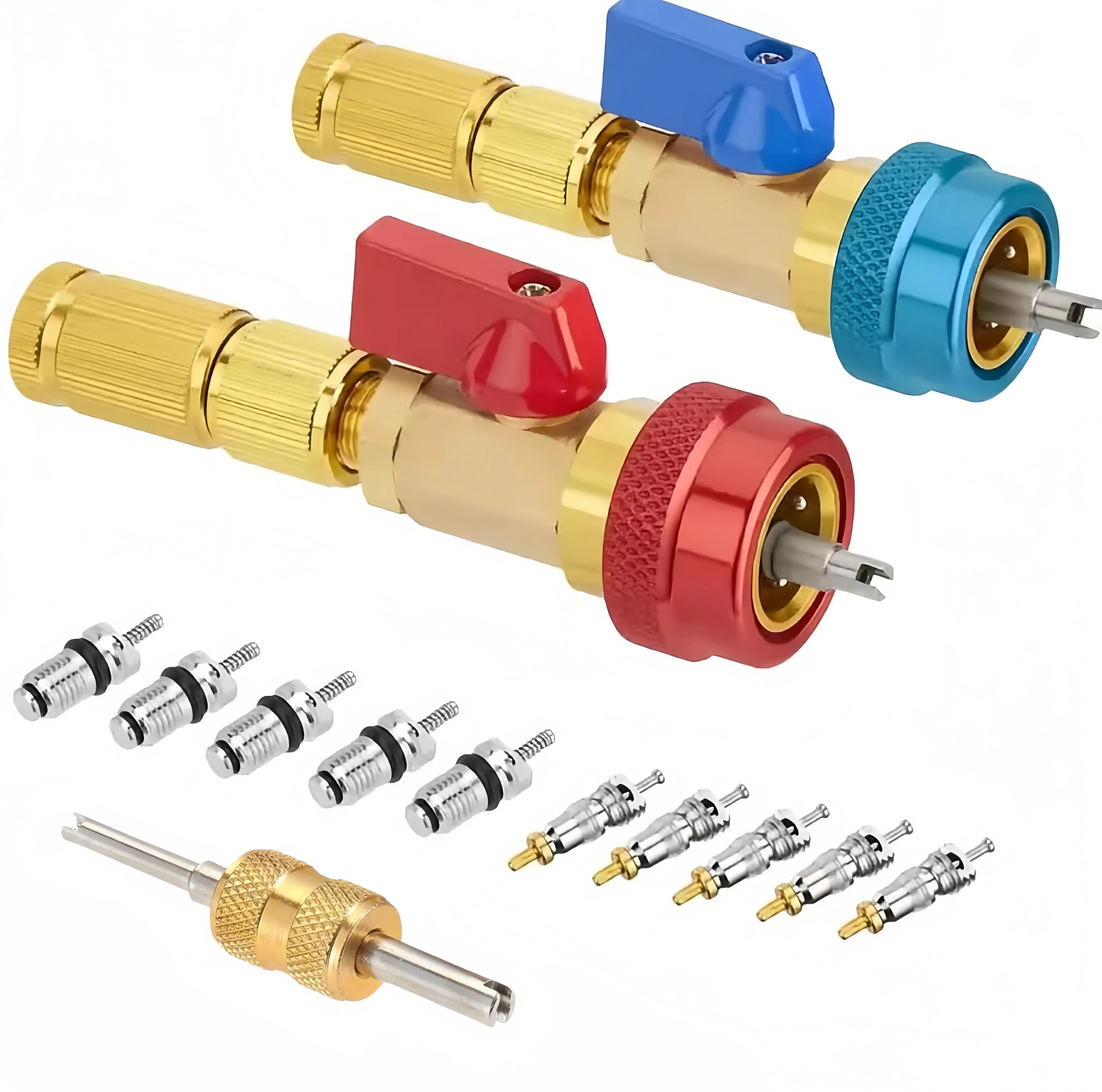 R134A High & Low Pressure AC Valve Core Remover Installer Tool Kit, Automotive Heavy-Duty Car Repair Tools for Auto Cars AC Maintenance, Compact