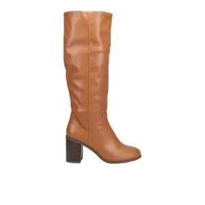 BC Womens Back To Life Slouch Pull On Casual Boots Over the Knee Mid Heel 2-3" - Brown