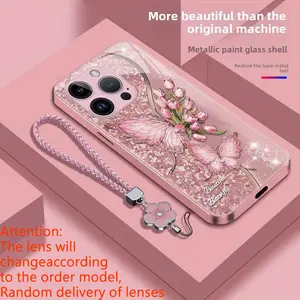 Butterfly Rose Case Cover Available with Lanyard for iPhone 17 16 15 14 13 12 11 X XS XR Pro Max Plus Air Collection, Ideal Birthday or New Year's Gift for Friends, Family and Loved Ones
