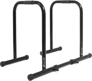 Dip Stand Station, Power Tower, Heavy Duty Ultimate Body Press Bar with Safety Connector for Tricep Dips, Pull-Ups, Push-Ups, L-Sits