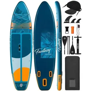 11'x34"x6"  Wide Inflatable Stand Up Paddle Board, Sup Board with Removable Fins, Backpack, Floating Paddle, Safety Leash, Floating Phone Case for Adults & Youth of  Skill Levels