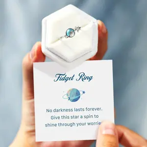 To My Daughter Gift Star & Moon Rotatable Ring for Stress Relief Ring for Anxiety Relief