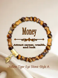 Tiger Eye Stone Beaded Bracelet, Gemstone Bracelet, Durable Elastic Design Bracelet for Men and Women, Fashion Accessories for Daily Wear, Birthday, Graduation, Return to School Gifts