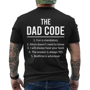 Dad Code T-Shirt – Funny Rules Tee for Fathers – Humor Graphic Shirt, Short Sleeve Printed Graphic Shirt, Daily Casual Cotton Menswear
